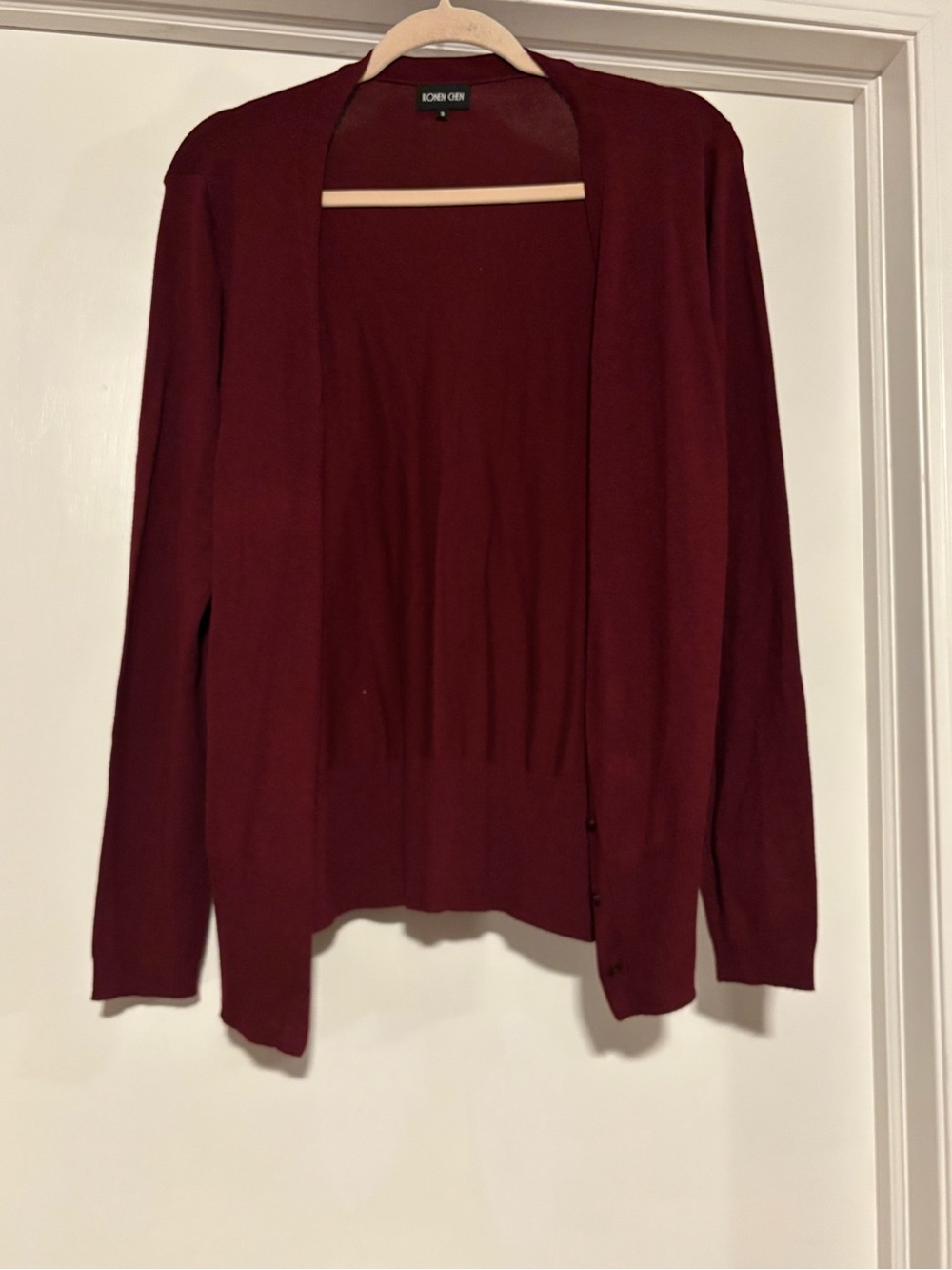 Ronen Chen Open-Front Cardigan in Burgundy